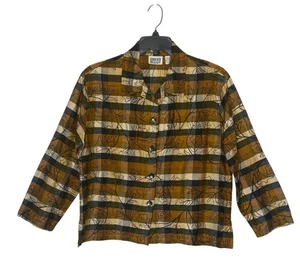 Chico's Design Vintage 100% Seide Knopfleiste bestickt Bluse Herbst Autumn Gr. L - Bild 1 von 7