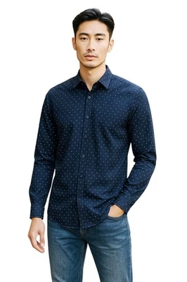 Camisa Tasso Elba Botón Hombre Pequeña (C40)/Azul+Lunares Blancos/Manga Larga/Puños Botón Foto 1 de 4