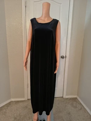 Maxi Vestido Grunge Vintage Negro Terciopelo Sensación Gótico, Fiesta Sin Mangas -DP21 Foto 1 de 4