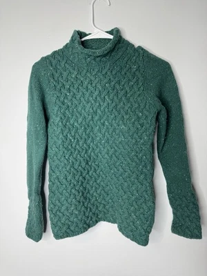 Irelands Eye Sweater Womens Medium Aran Fisherman Cable Chunky Knit Wool Mock - Image 1 of 4