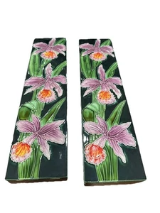 Azulejo de arte de cerámica púrpura iris grande 15” X4” decorativo colgante de pared fieltro trasero - Imagen 1 de 4