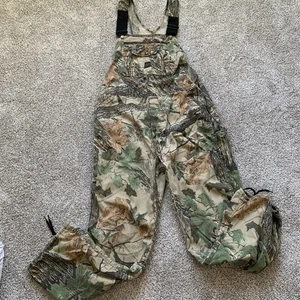 Vintage Liberty REALTREE Camo Bib Overalls- 38x31 Patched Knee - Picture 1 of 7