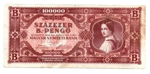 100 000 MILLIARDEN/BILPENGO VG BANKNOTE AUS UNGARN 1946 PICK-133 - Bild 1 von 2