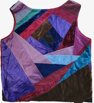 Chaleco Hecho a Mano Pana Patchwork Boho Edredón Loco Artístico Festival Ropa X Grande Foto 1 de 4