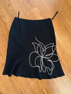 Nueva falda INC International Concepts para mujer talla 4 negra con perlas Foto 1 de 3