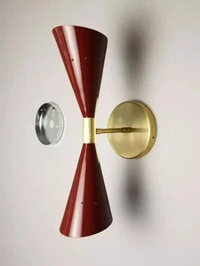 Mid Century Brass Wall Sconce Wall Light , Italian Stilnovo Inspired Modern Wall - Picture 1 of 4