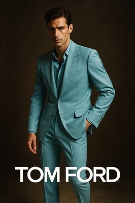 NEW men’s TOM FORD Atticus turquoise Wool single Button suit jacket size 56 7 R - Image 1 of 4