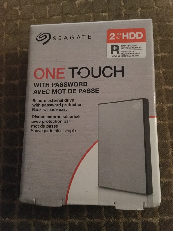 Seagate One Touch with Password Portable Hard Drive 2TB Grey New Boxed HDD - Image 1 of 1