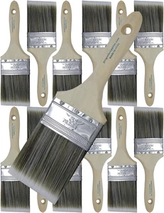 12PK 3 Inch Flat Brush Premium Wall/Trim House Paint Brush Set for Professional  - Picture 1 of 12