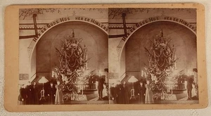 CHURCH INTERIOR CHRISTMAS TREE PEOPLE SWEDEN STEREOVIEW - Picture 1 of 2