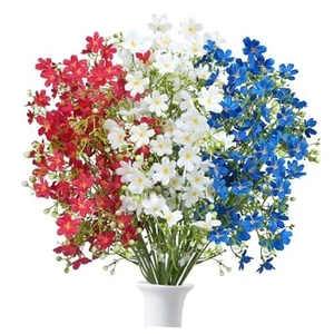 12PCS 27’’Artificial Flowers 4th of July Patriotic Picks Faux Red White and - Picture 1 of 7