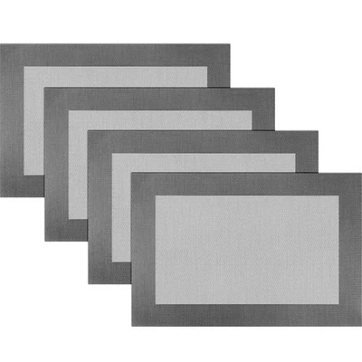 Paquete de 4 manteles individuales de vinilo de plata oscura lavables resistentes al calor para mesa de comedor Foto 1 de 4
