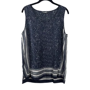 Canotta Vince donna grande blusa smanicata seta righe a pois V3380 - Foto 1 di 11
