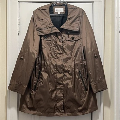 Relativity Brown Shimmer Weather ResistantLined Windbreaker Utility Jacket 2X - Image 1 of 4