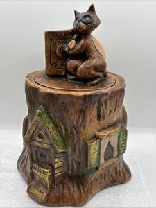 Vintage Keks Keksdose Dose Baumstumpf Waschbär Bandit Cookie Safe 14" - Bild 1 von 24