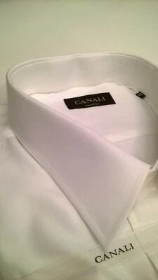 CANALI,camicia manica lunga in oxford doppio ritorto di puro cotone tg 46 bianco - Immagine 1 di 4