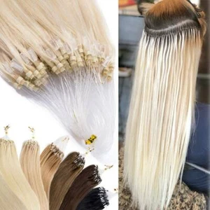Thick 50-200S Micro Loop Ring Beads Real Human Hair Extensions Micro Beads 1g - Picture 1 of 32