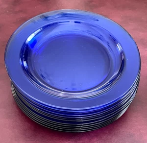 Vintage Cobalt Blue Arcoroc France salad/dessert plate - Set of 12, 7-3/8" Dia. - Picture 1 of 8