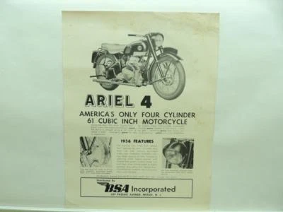 1956 年 BSA Ariel 4 方形四摩托车手册 B737 — 第 1/2 张图片