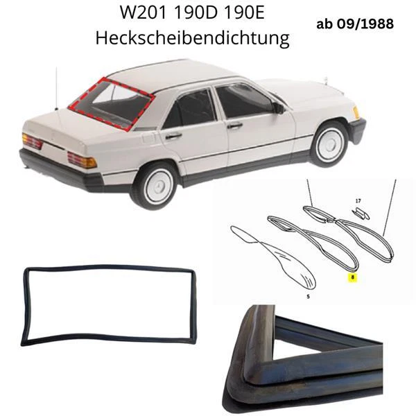 Sealing frame rear window for Mercedes Benz W201 190E 190D from 09/88 2016700239 - Image 1 of 4