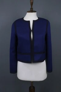 SANDRO Blue Long Sleeve Trim Collarless Blazer Jacket Size 36 - Picture 1 of 14