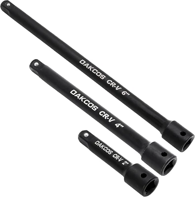 3 Pieces 1/4-Inch Drive Impact Extension Bar Set Includes 2 4 6 Inch Socket Exte - Image 1 of 4