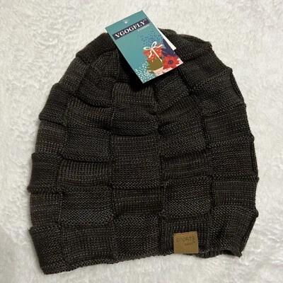 Slouch Beanie шляпа меха с подкладкой трикотажа теплый толщиной Skully чулок Vgogfly новый с Ярлыками коричневый - Изображение 1 из 4