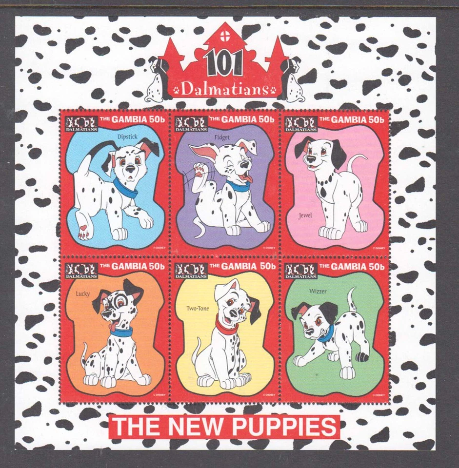 The Gambia 1997 101 Dalmations The New Puppies  Mint unhinged Mini sheet stamps - Image 1 of 1