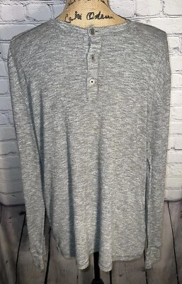Mens Long Sleeve 3 Button Gray Henley Marc Anthony Large Cotton ￼Poly - Image 1 of 4