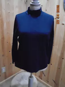 TALBOTS plus size 1X 100% pima cotton MOCK TURTLENECK womens top BLACK - Picture 1 of 5