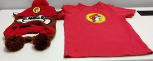 Buc-ee’s 4T T-Shirt & Winter Hat Set Red Beaver Logo Texas Gift Pre-Owned - Picture 1 of 5