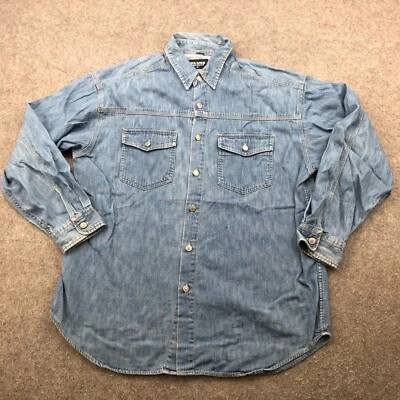 Camisa De Colección Elvis Presley Hombres Mediana Azul Denim Abotonada Cuello Bolsillo Foto 1 de 4