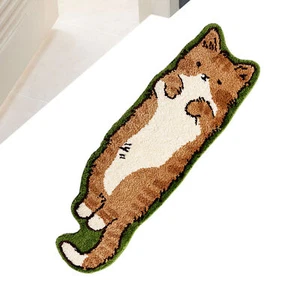 Cat Shaped Rug Non-slip Cartoon Cat Unique Rugs Soft Bedside Rug For Bedroom - Picture 1 of 12