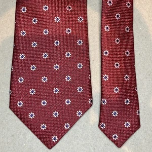 £75 SUIT SUPPLY MENS RED, MAROON & WHITE MICRO FLORAL SILK TIE MADE IN ITALY Y8 - Picture 1 of 11