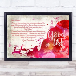 Santa Navidad Montar Reno Buena Lista Acuarela Carta Certificado - Imagen 1 de 1