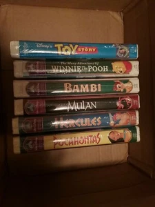 Lot Of 6 New Unopened Clamshell Disney VHS Movies Mulan, Bambi, Pooh, etc - Imagen 1 de 4