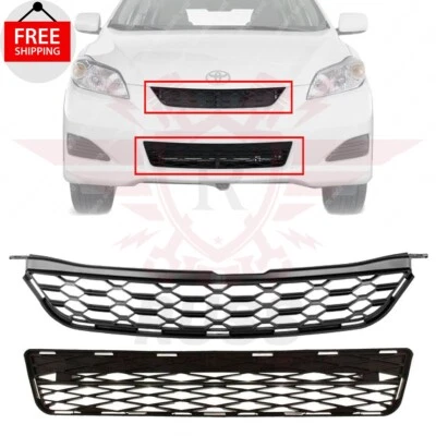New Front Bumper Upper & Lower Grille Black Plastic Fits 2009-2014 Toyota Matrix Foto 1 de 4