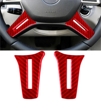 2Pcs Red Carbon Fiber Steering Wheel Accent Cover Trim For Mercedes-Benz W204 - image 1 of 4