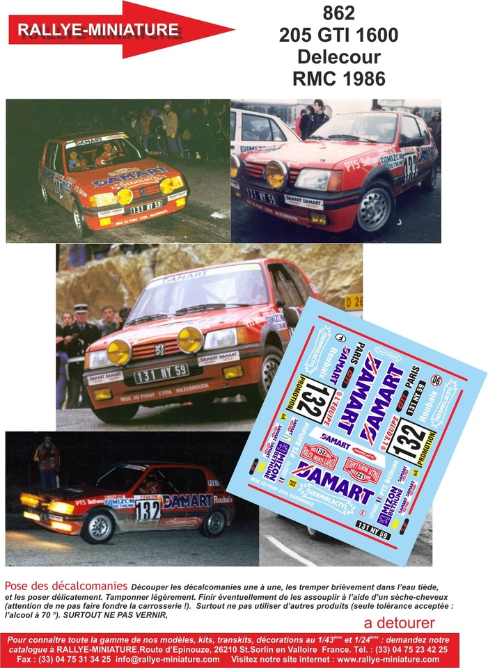 DECALS 1/24 REF 0862 PEUGEOT 205 DELECOUR RALLYE MONTE CARLO 1986 WRC RALLY - Immagine 1 di 1