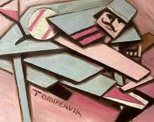 Abstract Baseball Pitcher Original Painting: When Life Throws You a Curve ball - Picture 1 of 1