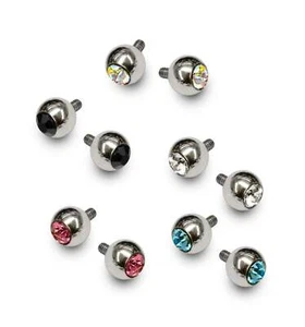 Internally Threaded Piercing Ball Replacement 2pcs Loose Parts Gem Ball Crystals - Picture 1 of 10
