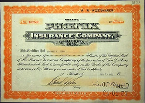 Share Certificate - USA - Phoenix Insurance Company - 12 shares - issued 1950 - Picture 1 of 1