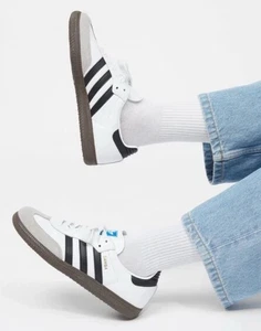 Adidas Originals SAMBA Trainers 5 38 7.5 Worn Once White Sneakers Casual Perfect - Picture 1 of 9