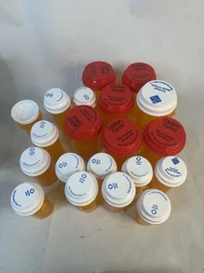 Lot Of 20 Qty Empty Rx Prescription Bottles Various Sizes - Picture 1 of 1