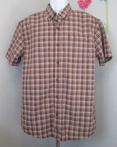 Eddie Bauer Red Plaid Button Up Shirt Men Size L Chest 46 Short Sleeve 205-35538 - Picture 1 of 5
