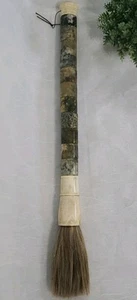 Beautiful Vtg Chinese Calligraphy Brush Stone Bone Horse Hair Collectible Large - Picture 1 of 12