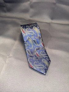 NWT Jos A Bank Executive Collection 100% Silk Repp Tie Long Blue Paisley Flower - Picture 1 of 9