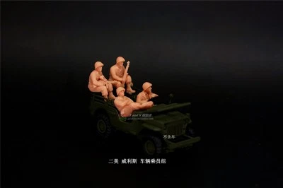3D Printing 1/72 WW II American WILLYS vehicle crew 4 Person Model Unpainted - Image 1 of 3
