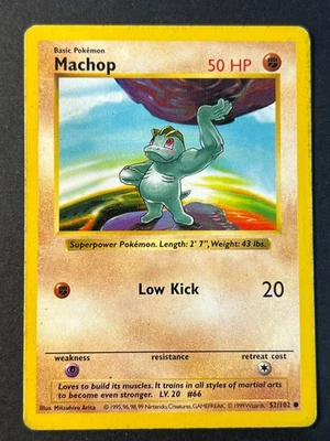 Machop 52/102 Shadowless Base Set  - Pokemon Card WOTC H LP - - Image 1 of 2