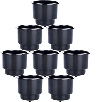 8 Pack Black Plastic Cup Drink Holder Insert with Drain for Boat Car Marine Rv — 第 1/4 张图片